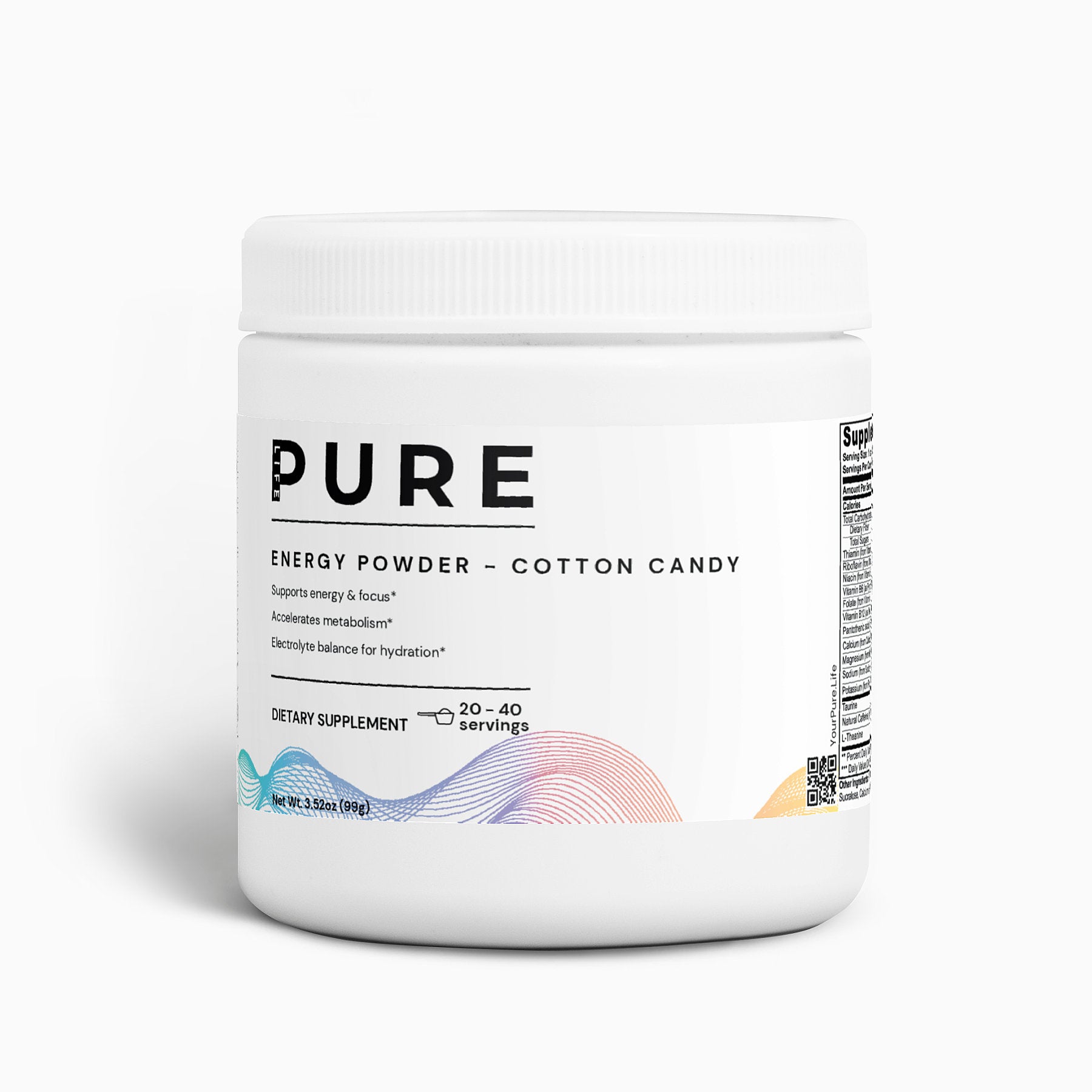 PURE LIFE Energy Powder – Cotton Candy (40 servings)