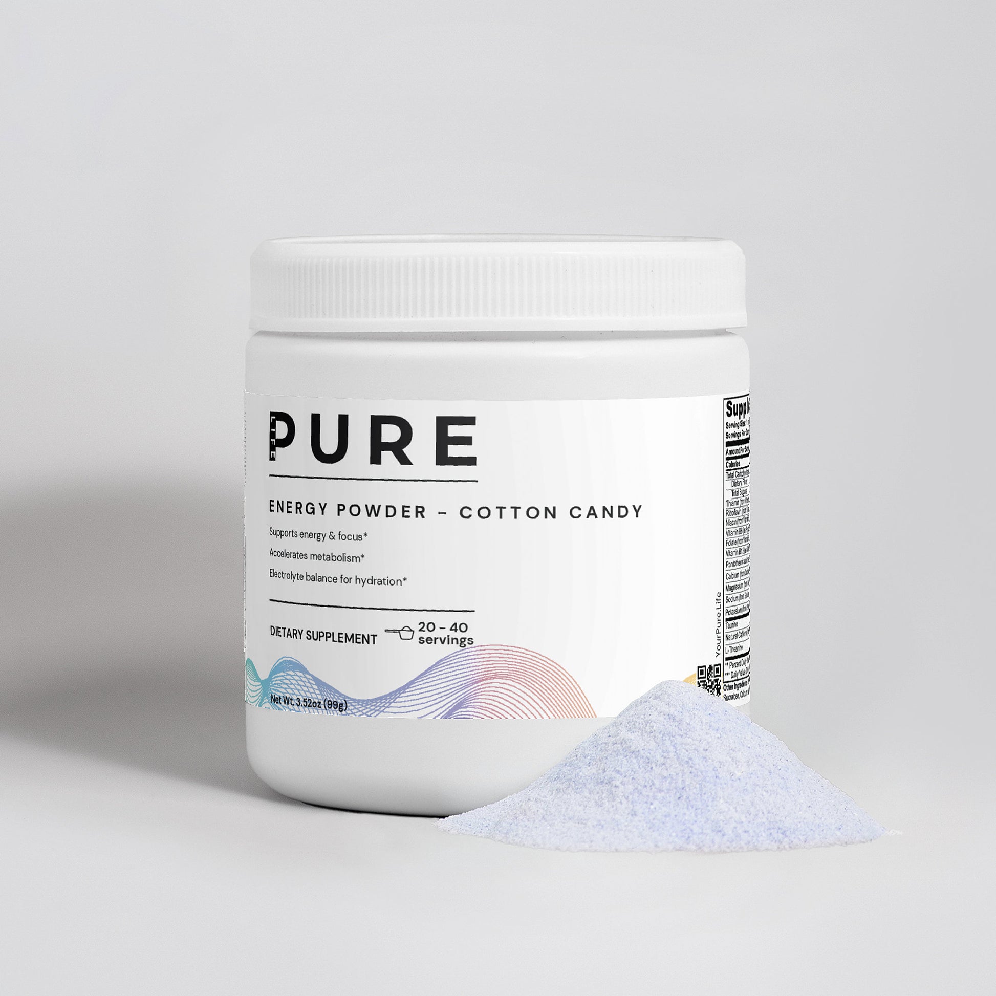 PURE LIFE Energy Powder – Cotton Candy (40 servings)