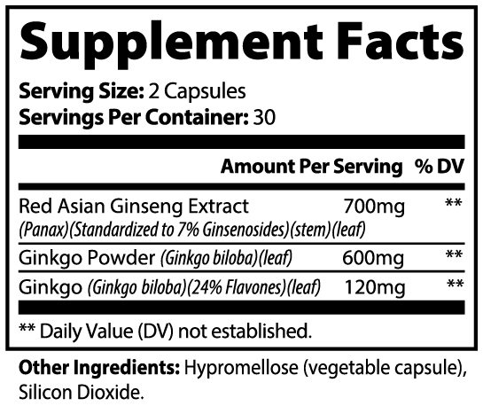 PURE LIFE Ginkgo Biloba + Ginseng Capsules - Specialty Supplements - PURE LIFE