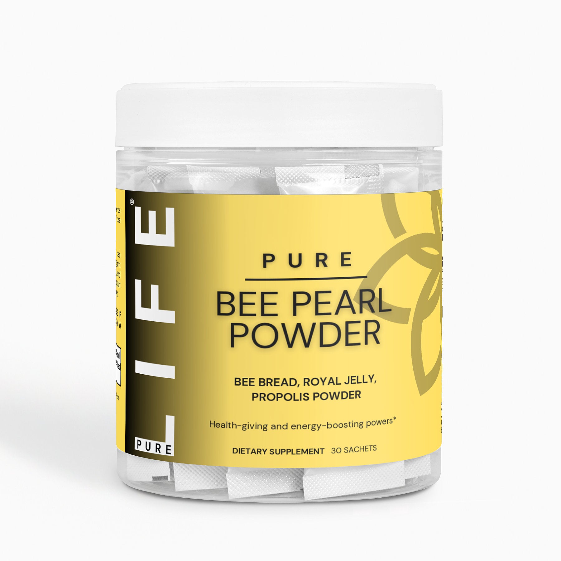 PURE LIFE Bee Pearl Powder – Bee Bread, Royal Jelly, Propolis Powder, Health-Giving and Energy-Boosting Supplement, 30 Sachets