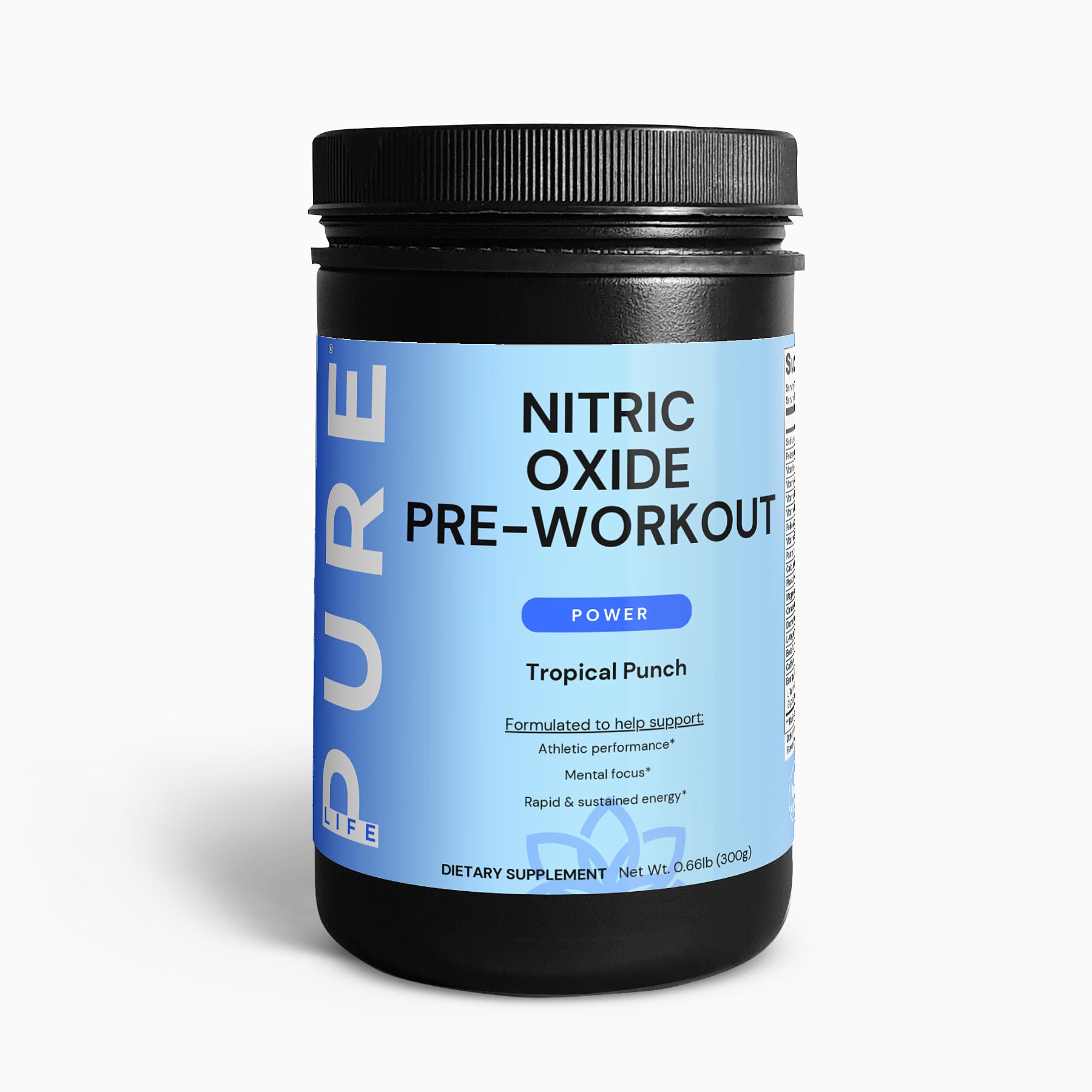 PURE LIFE Nitric Oxide Pre-Workout Powder (Power) - Fruit Punch Net Wt. 0.66lb (300g)