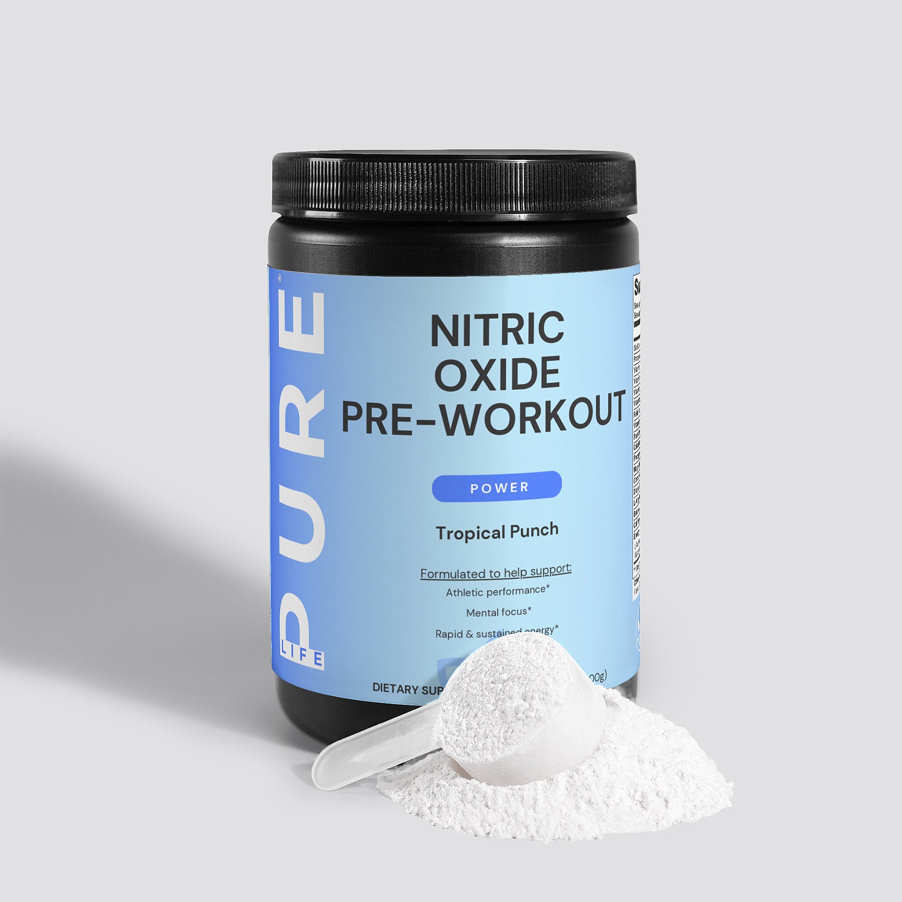 PURE LIFE Nitric Oxide Pre-Workout Powder (Power) - Fruit Punch Net Wt. 0.66lb (300g)