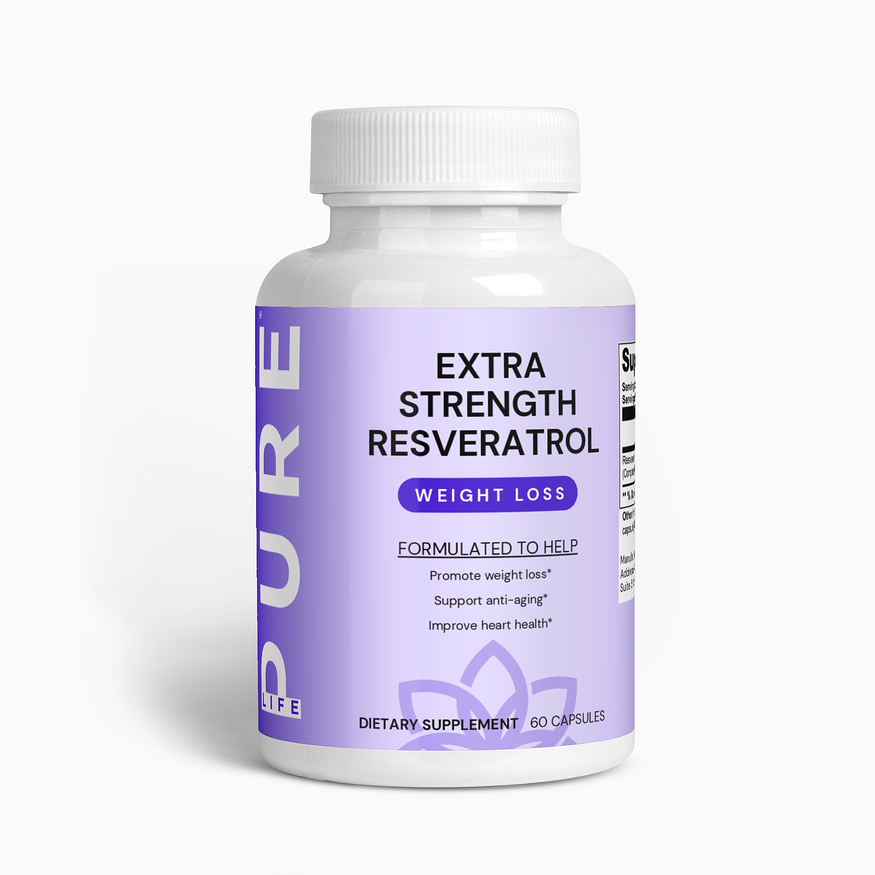 PURE LIFE Extra Strength Resveratrol 600mg - 60 Capsules