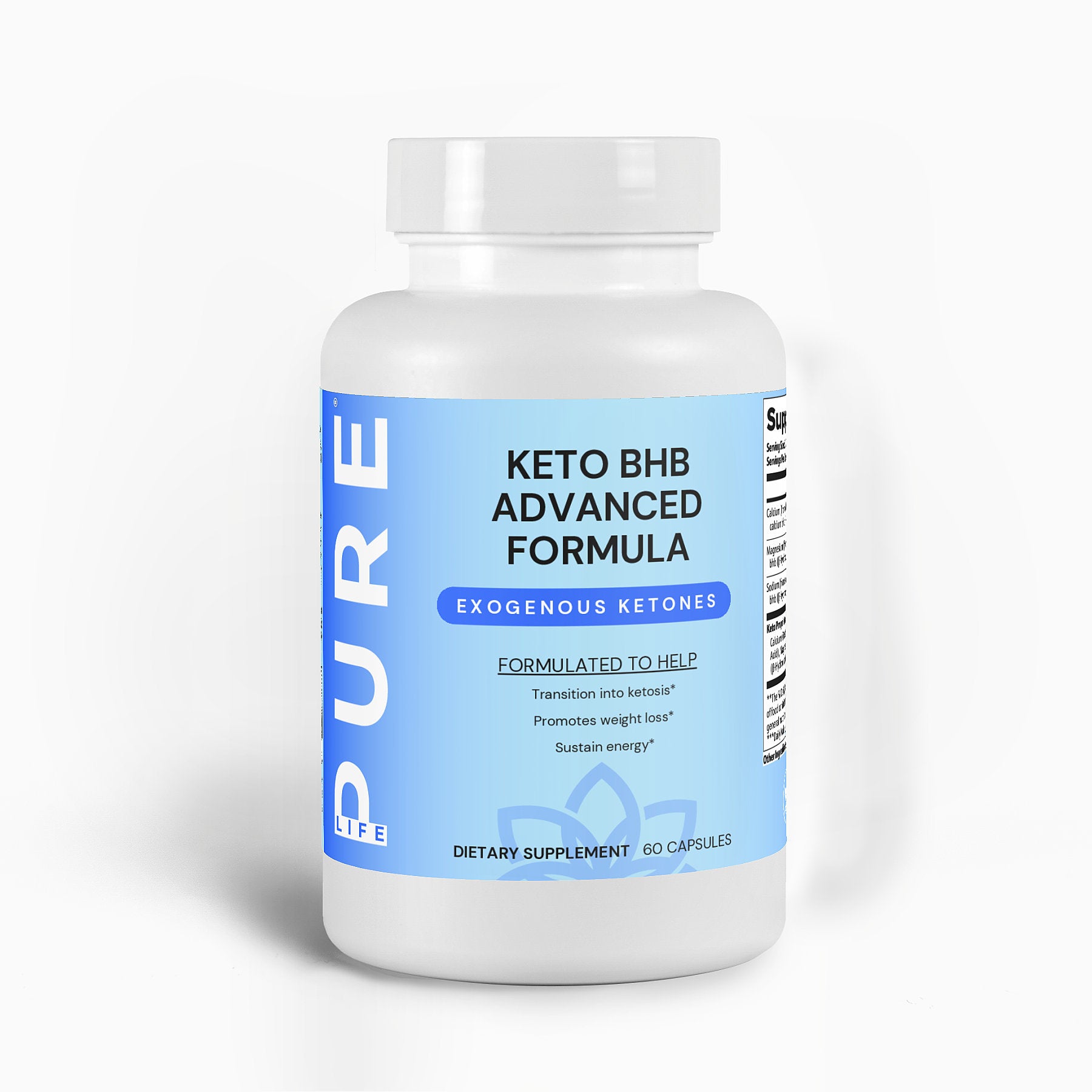 PURE LIFE Keto BHB Advanced Formula (Exogenous Ketones) - 60 Capsules