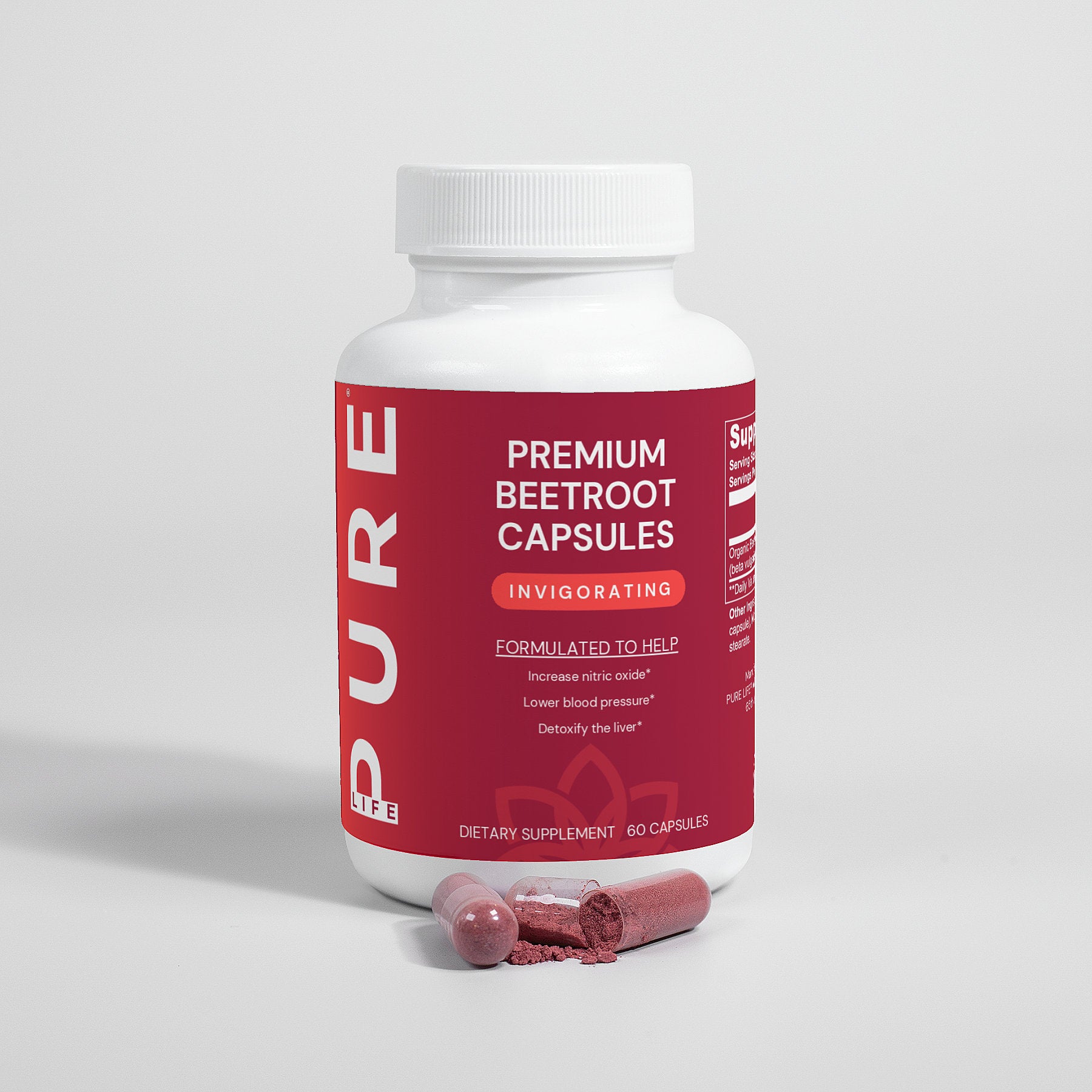 PURE LIFE Premium Beetroot Capsules (Invigorating) – 60 Capsules