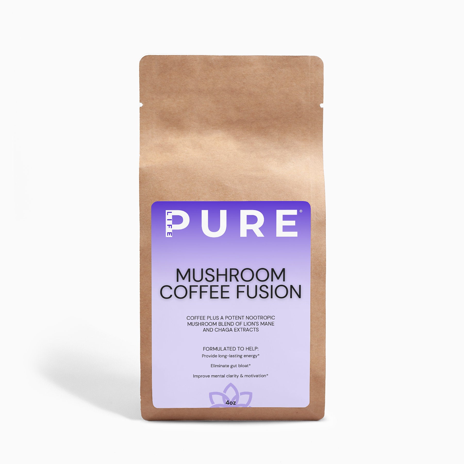 PURE LIFE Mushroom Coffee Fusion – Lion’s Mane and Chaga Mushroom Coffee Fusion, 4oz