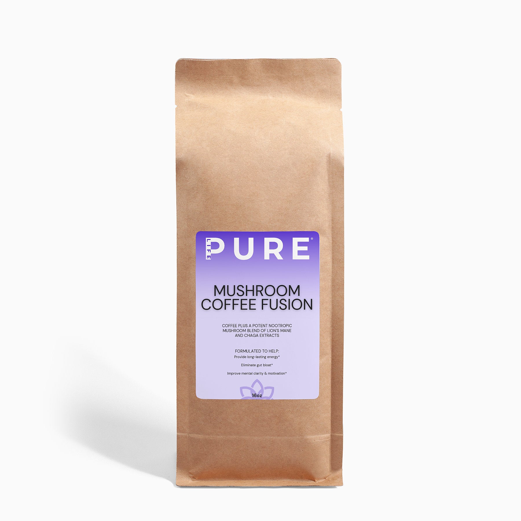 PURE LIFE Mushroom Coffee Fusion – Lion’s Mane and Chaga Mushroom Coffee Fusion, 16oz