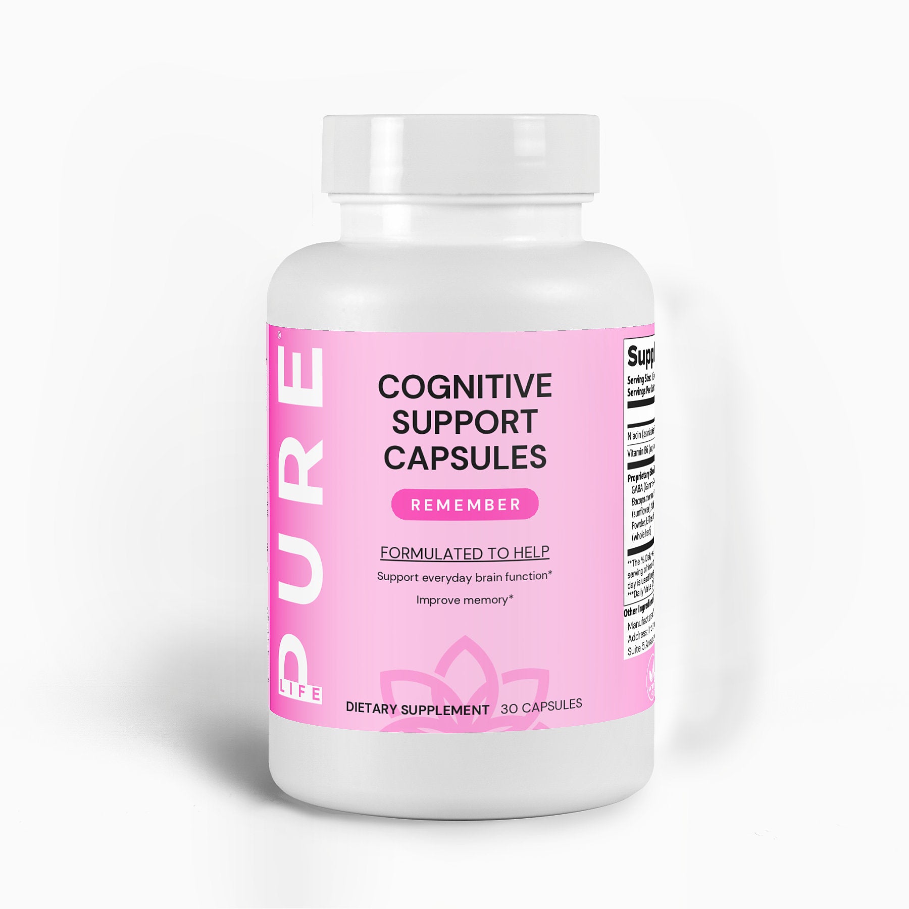 PURE LIFE Cognitive Support Capsules (Remember) - 30 Capsules