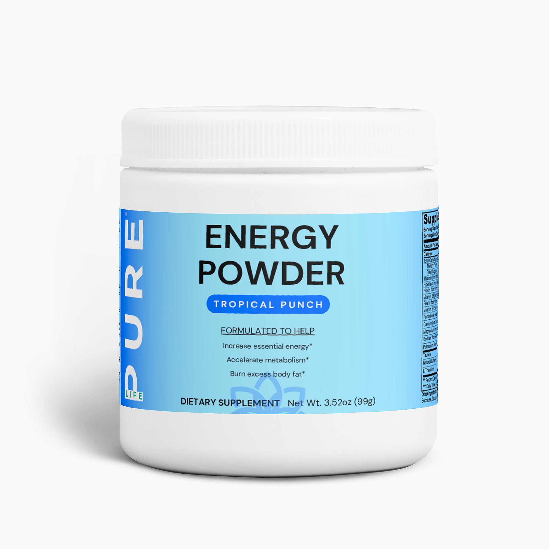 PURE LIFE Energy Powder – Tropical Punch Net Wt. 3.52oz (99g)