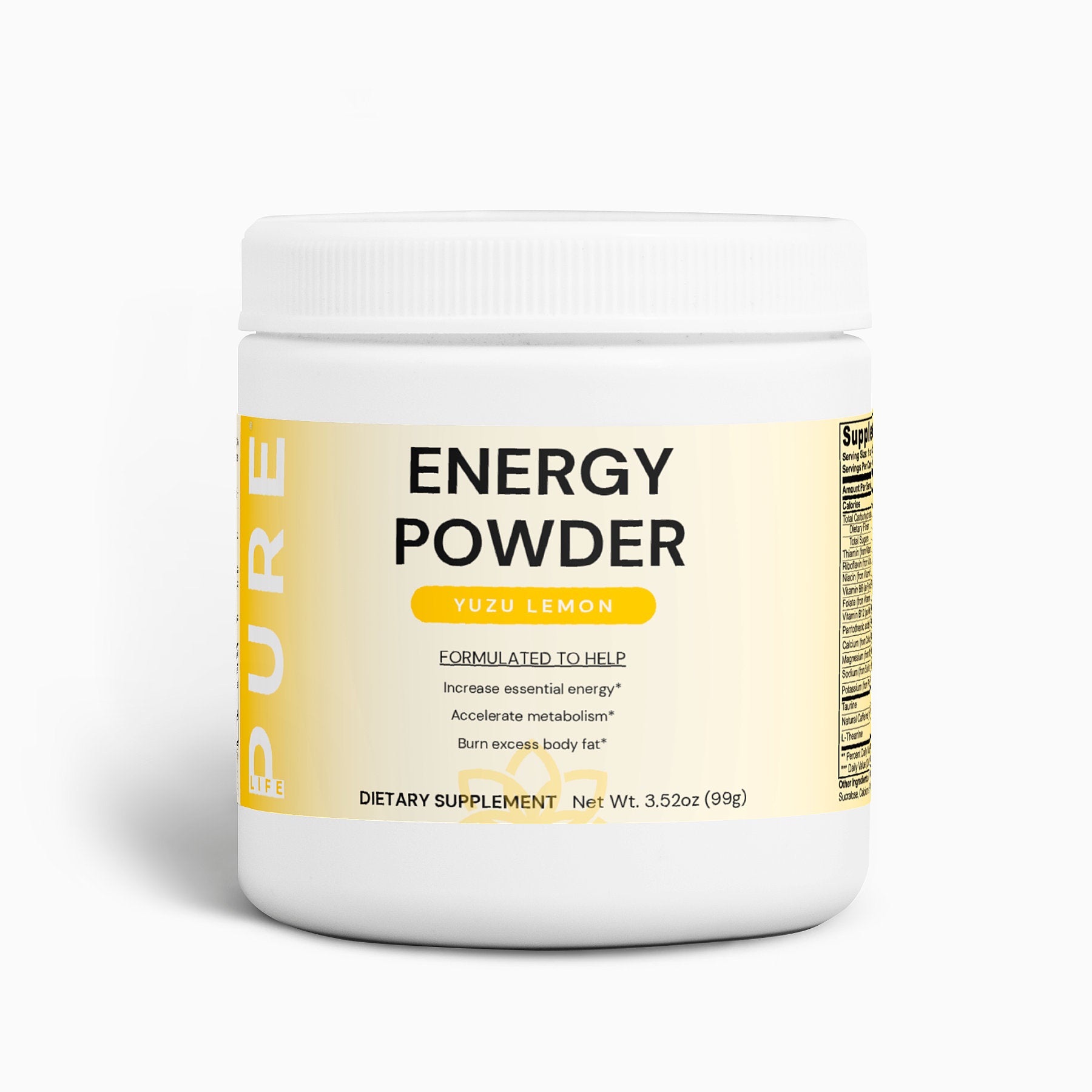 PURE LIFE Energy Powder – Yuzu Lemon Net Wt. 3.52oz (99g)