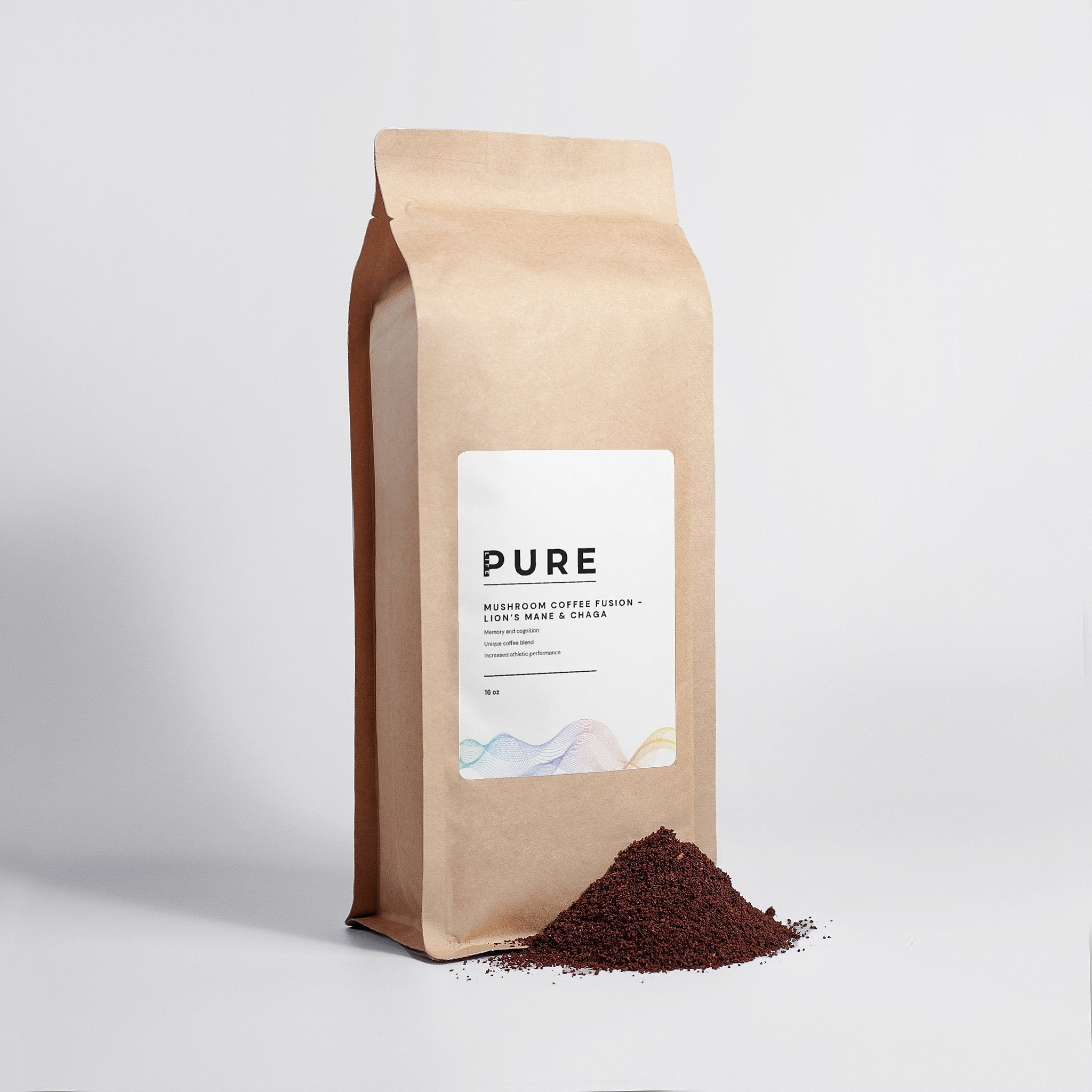 PURE LIFE Mushroom Coffee Fusion – Lion’s Mane and Chaga (16oz)