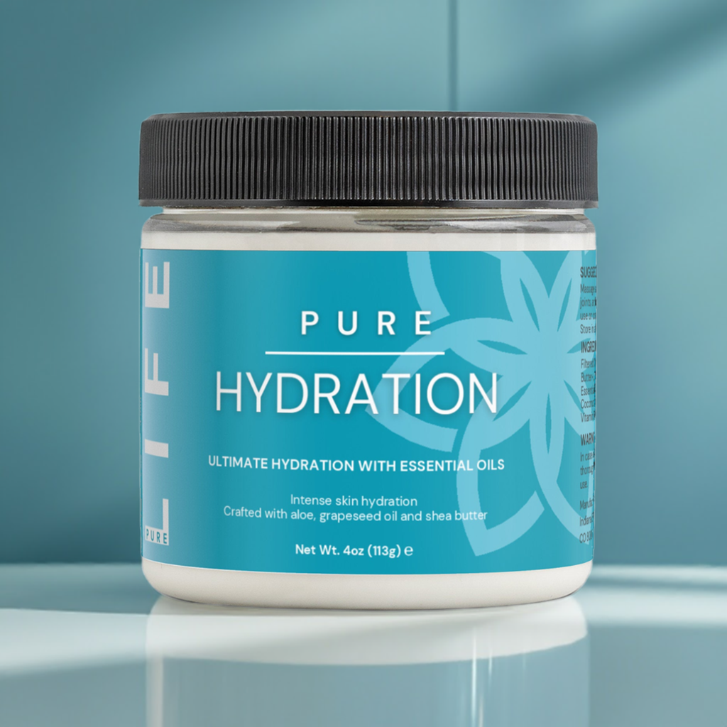 PURE LIFE Hydration Moisturizer with Essential Oils – Intense Skin Hydration, Aloe, Grapeseed Oil, and Shea Butter Blend – 4oz (113g)